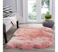 SAFAVIEH Tappeto con Stampa Animale per Soggiorno, Sala da pranzo, Camera da letto - Fur Collection, A Pelo Lungo, Rosa solido, 91 X 152 cm