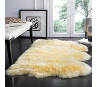 SAFAVIEH Tappeto con Stampa Animale per Soggiorno, Sala da pranzo, Camera da letto - Fur Collection, A Pelo Lungo, Champagne, 91 X 152 cm