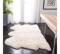 SAFAVIEH Tappeto con Stampa Animale per Soggiorno, Sala da pranzo, Camera da letto - Fur Collection, A Pelo Lungo, Bianco, 91 X 152 cm