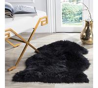 SAFAVIEH Tappeto con Stampa Animale per Soggiorno, Sala da pranzo, Camera da letto - Fur Collection, A Pelo Lungo, Nero notte, 61 X 91 cm