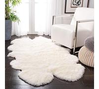 SAFAVIEH Tappeto con Stampa Animale per Soggiorno, Sala da pranzo, Camera da letto - Fur Collection, A Pelo Lungo, Bianco, 109 X 180 cm