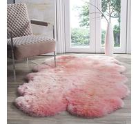 SAFAVIEH Tappeto con Stampa Animale per Soggiorno, Sala da pranzo, Camera da letto - Fur Collection, A Pelo Lungo, Rosa solido, 109 X 180 cm