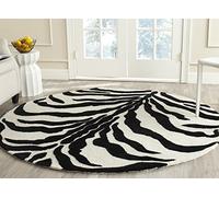 Safavieh Tappeto con stampa animaliera, soggiorno, sala da pranzo, camera da letto, collezione Cambridge, tappeto a pelo corto, avorio e nero, 120 x 120 cm
