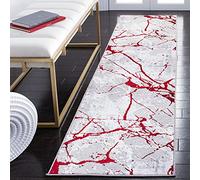 Safavieh Tappeto contemporaneo per soggiorno, sala da pranzo, camera da letto - Amelia Collection, pelo corto, grigio e rosso, 61 x 213 cm
