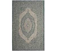 SAFAVIEH Tappeto Contemporaneo per Soggiorno, Sala da pranzo, Camera da letto - Courtyard Collection, A Pelo Corto, Grigio Chiaro e Verde Acqua, 79 X 152 cm