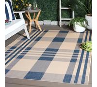 SAFAVIEH Tappeto Contemporaneo per Soggiorno, Sala da pranzo, Camera da letto - Courtyard Collection, A Pelo Corto, Beige e blu, 160 X 231 cm