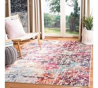 SAFAVIEH Tappeto Contemporaneo per Soggiorno, Sala da pranzo, Camera da letto - Madison Collection, A Pelo Corto, Rosso e azzurro, 160 X 229 cm