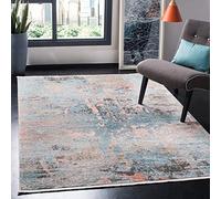 SAFAVIEH Tappeto Contemporaneo per Soggiorno, Sala da pranzo, Camera da letto - Shivan Collection, A Pelo Corto, Blu e Avorio, 160 X 229 cm