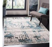 SAFAVIEH Tappeto Contemporaneo per Soggiorno, Sala da pranzo, Camera da letto - Shivan Collection, A Pelo Corto, Avorio e Blu Marino, 91 X 152 cm