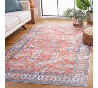 Safavieh Tappeto Distressed lavabile in lavatrice e antiscivolo - Ideale per aree ad alto traffico - Arizona Collection, pelo corto, rosso e blu, 183 x 183 cm