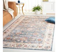 Safavieh Tappeto Distressed lavabile in lavatrice e antiscivolo - Ideale per aree ad alto traffico - Arizona Collection, pelo corto, verde e beige, 183 x 183 cm