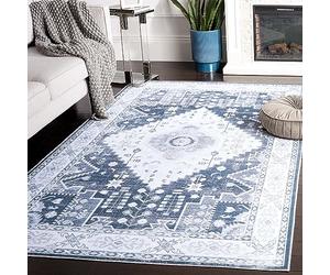 Safavieh Tappeto Distressed lavabile in lavatrice e antiscivolo - Ideale per aree ad alto traffico - Arizona Collection pelo corto, grigio e avorio, 160 x 230 cm