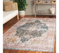 Safavieh Tappeto effetto invecchiato lavabile in lavatrice e antiscivolo, ideale per aree ad alto traffico, collezione Arizona a pelo corto, rosso e avorio, 183 x 183 cm