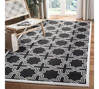 SAFAVIEH Tappeto Geometrico per Per Interni ed Esterni - Amherst Collection, A Pelo Corto, Antracite e avorio, 152 X 244 cm