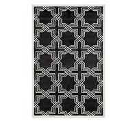 SAFAVIEH Tappeto Geometrico per Per Interni ed Esterni - Amherst Collection, A Pelo Corto, Antracite e avorio, 76 X 122 cm