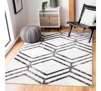 SAFAVIEH Tappeto Geometrico per Soggiorno, Sala da pranzo, Camera da letto - Adirondack Collection, A Pelo Corto, Avorio e Carbone, 155 X 229 cm