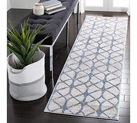 Safavieh Tappeto geometrico per soggiorno, sala da pranzo, camera da letto - Amelia Collection, tappeto a pelo corto, grigio e blu, 76 x 183 cm