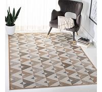 SAFAVIEH Tappeto Geometrico per Soggiorno, Sala da pranzo, Camera da letto - Atlas Collection, A Pelo Corto, Beige e grigio, 99 X 160 cm