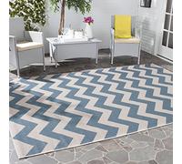 SAFAVIEH Tappeto Geometrico per Soggiorno, Sala da pranzo, Camera da letto - Courtyard Collection, A Pelo Corto, Blu e beige, 120 X 180 cm