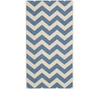 SAFAVIEH Tappeto Geometrico per Soggiorno, Sala da pranzo, Camera da letto - Courtyard Collection, A Pelo Corto, Blu e beige, 79 X 152 cm