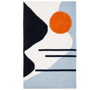 SAFAVIEH Tappeto Geometrico per Soggiorno, Sala da pranzo, Camera da letto - Rodeo Drive Collection, Pelo medio, Bianco Avorio e Blu, 91 X 152 cm