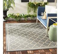 SAFAVIEH Tappeto Geometricoper Per Interni ed Esterni - Impermeabile - Courtyard Collection, A Pelo Corto, Antracite e Beige, 160 X 231 cm