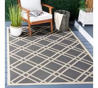 SAFAVIEH Tappeto Geometricoper Per Interni ed Esterni - Impermeabile - Courtyard Collection, A Pelo Corto, Antracite e Beige, 160 X 231 cm