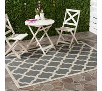 SAFAVIEH Tappeto Geometricoper Per Interni ed Esterni - Impermeabile - Courtyard Collection, A Pelo Corto, Antracite e Beige, 122 X 170 cm