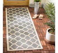 SAFAVIEH Tappeto Geometricoper Per Interni ed Esterni - Impermeabile - Courtyard Collection, A Pelo Corto, Antracite e Beige, 69 X 244 cm