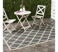 SAFAVIEH Tappeto Geometricoper Per Interni ed Esterni - Impermeabile - Courtyard Collection, A Pelo Corto, Antracite e Beige, 201 X 290 cm