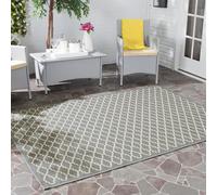 SAFAVIEH Tappeto Geometricoper Per Interni ed Esterni - Impermeabile - Courtyard Collection, A Pelo Corto, Antracite e Beige, 122 X 170 cm