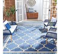 SAFAVIEH Tappeto Geometricoper Soggiorno, Sala da pranzo, Camera da letto - Impermeabile - Courtyard Collection, A Pelo Corto, Blu e beige, 160 X 231 cm