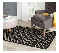 SAFAVIEH Tappeto Geometricoper Soggiorno, Sala da pranzo, Camera da letto - Impermeabile - Courtyard Collection, A Pelo Corto, Nero e Beige, 122 X 170 cm