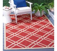 SAFAVIEH Tappeto Geometricoper Soggiorno, Sala da pranzo, Camera da letto - Impermeabile - Courtyard Collection, A Pelo Corto, Rosso e osso, 122 X 170 cm