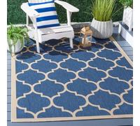 SAFAVIEH Tappeto Geometricoper Soggiorno, Sala da pranzo, Camera da letto - Impermeabile - Courtyard Collection, A Pelo Corto, Blu e beige, 122 X 170 cm