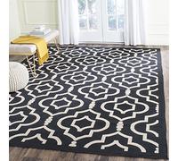 SAFAVIEH Tappeto Geometricoper Soggiorno, Sala da pranzo, Camera da letto - Impermeabile - Courtyard Collection, A Pelo Corto, Nero e Beige, 79 X 152 cm