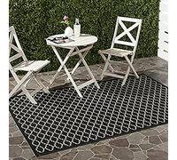 SAFAVIEH Tappeto Geometricoper Soggiorno, Sala da pranzo, Camera da letto - Impermeabile - Courtyard Collection, A Pelo Corto, Nero e Beige, 160 X 231 cm
