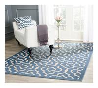 SAFAVIEH Tappeto Geometricoper Soggiorno, Sala da pranzo, Camera da letto - Impermeabile - Courtyard Collection, A Pelo Corto, Blu e beige, 160 X 231 cm