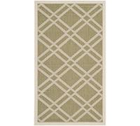 SAFAVIEH Tappeto Geometricoper Soggiorno, Sala da pranzo, Camera da letto - Impermeabile - Courtyard Collection, A Pelo Corto, Verde e Beige, 61 X 109 cm