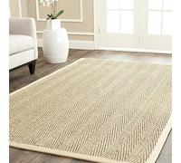 SAFAVIEH Tappeto in fibra naturale per soggiorno, sala da pranzo, camera da letto, collezione Natural Fiber Collection, pelo corto, naturale e beige, 122 x 122 cm