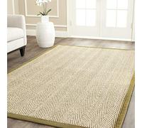 SAFAVIEH Tappeto in Fibra Naturale per Soggiorno, Sala da pranzo, Camera da letto - Natural Fiber Collection, A Pelo Corto, Naturale e Oliva, 122 X 183 cm