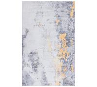 Safavieh Tappeto moderno astratto lavabile in lavatrice e antiscivolo, ideale per aree ad alto traffico - Tacoma Collection, pelo corto, grigio e oro, 90 x 150 cm
