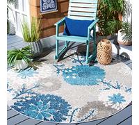 Safavieh Tappeto Moderno Interno ed Esterno Lavabile in Lavatrice Antiscivolo Collezione Cabana Pelo Corto Grigio Blu 90x90 cm
