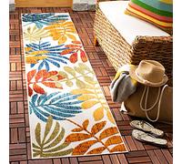 Safavieh Tappeto Moderno per interni ed esterni, lavabile in lavatrice e antiscivolo, collezione Cabana, a pelo corto, 80 x 180 cm, colore: crema e rosso