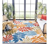 Safavieh Tappeto Moderno per interni ed esterni, lavabile in lavatrice e antiscivolo, collezione Cabana, a pelo corto, 160 x 230 cm, colore: crema e rosso