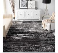 SAFAVIEH Tappeto Moderno per Soggiorno, Sala da pranzo, Camera da letto - Adirondack Collection, A Pelo Corto, Argento e Nero, 91 X 152 cm