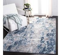 Safavieh Tappeto moderno per soggiorno, sala da pranzo, camera da letto, collezione Aston, a pelo corto, 122 x 183 cm, colore blu navy e grigio