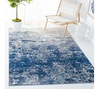Safavieh Tappeto moderno per soggiorno, sala da pranzo, camera da letto, collezione Brentwood, a pelo corto, 160 x 229 cm, colore grigio e blu navy