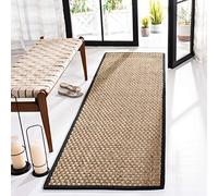 Safavieh Tappeto per corridore in fibra naturale, 2'6 x 20', naturale e nero, design a trama, facile da pulire, ideale per aree ad alto traffico in soggiorno, camera da letto (NF114C)