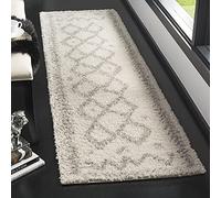 SAFAVIEH Tappeto Shag per Soggiorno, Sala da pranzo, Camera da letto - Arizona Shag Collection, A Pelo Corto, Avorio e grigio, 69 X 244 cm